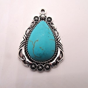 Turquoise western cowgirl jewelry pendant  #Pen-17