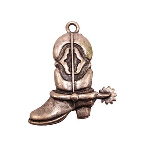 Llavero con colgante de joyería de plata antigua con forma de bota de vaquero #RM-249 imagen 2