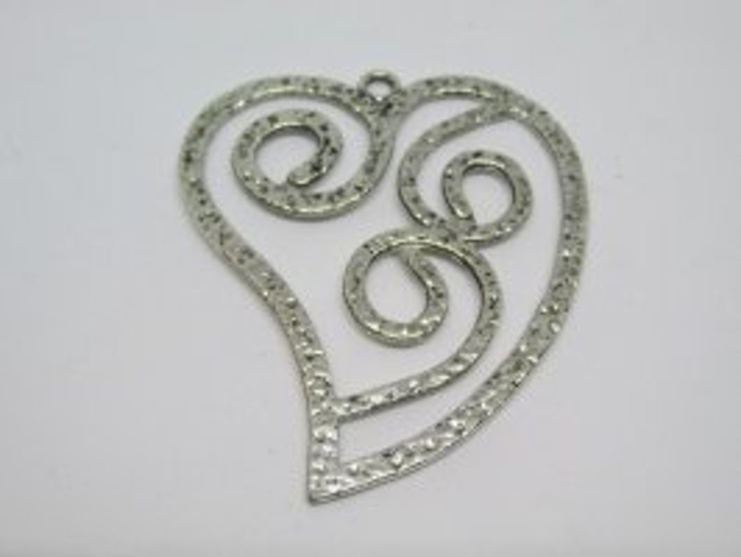Antique Silver Hammered Heart Pendant RM218 Etsy