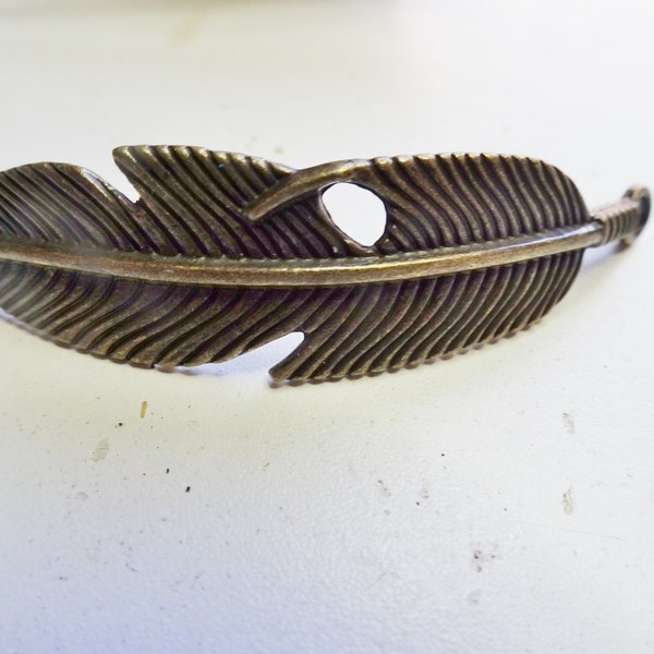 Bronze feather bracelet connector #RM-421
