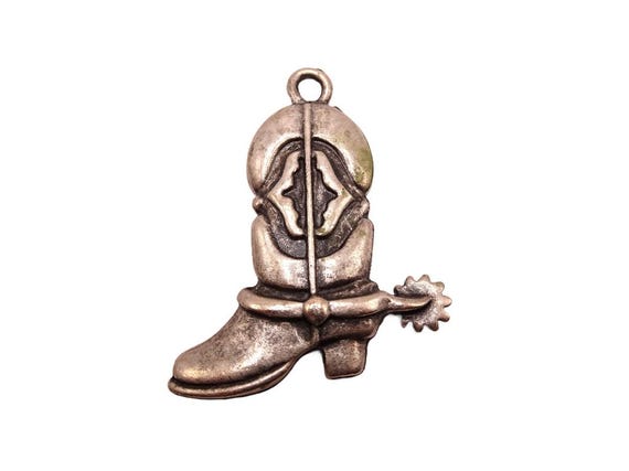 Cowboy boot antique silver jewelry pendant ornament key chain  #RM-249