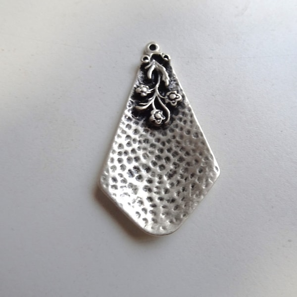 Silver hammered pendant #A-10