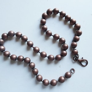 Antique copper ball chain with clasp 9.5mm 20" ball chain - Nbr 20