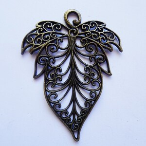 Leaf jewelry pendant antique bronze  #RM-253