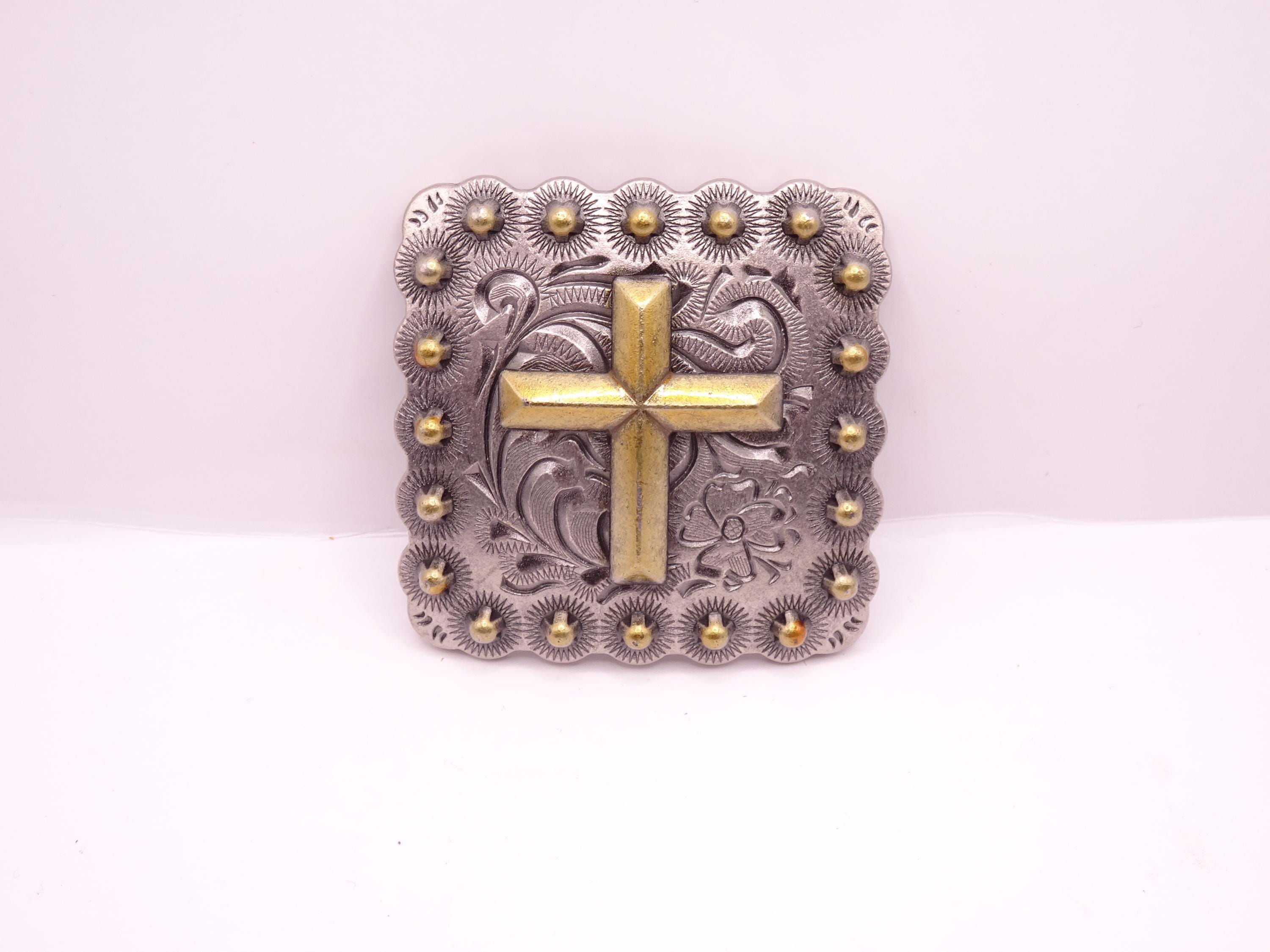 Western Concho Belt with Silver-Tone Cross Medallions Women main image 3