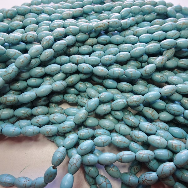 Turquoise magnesite barrel beads 7x12mm #1980-E