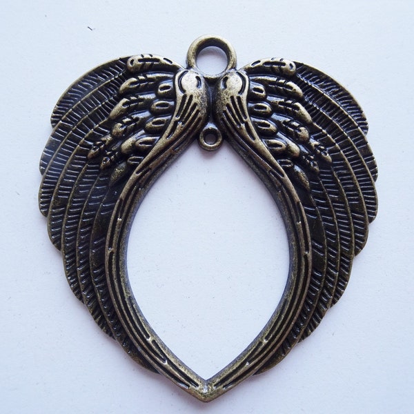 Double wings jewelry pendant antique bronze #PEN-31