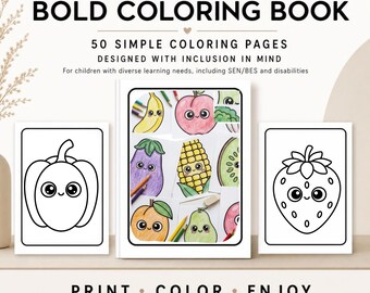 Libro para colorear inclusivo y llamativo para niños con necesidades educativas especiales y preescolares (50 páginas, PDF)