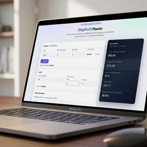Etsy vinstkalkylator prissättningsverktyg säljare företag kalkylblad marginalspårare avgiftskalkylator hantverksplanerare digital nedladdning finansiellt verktyg