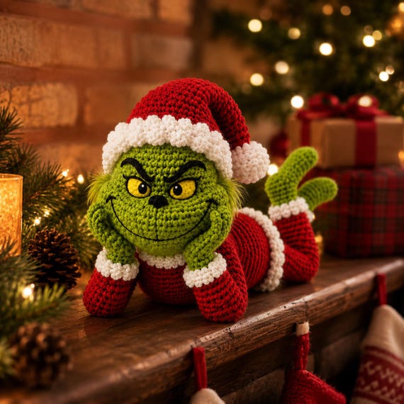 Grinch Lounging Crochet Pattern PDF, Christmas Grinch Amigurumi, Funny Holiday Crochet Doll, Santa Grinch Decor