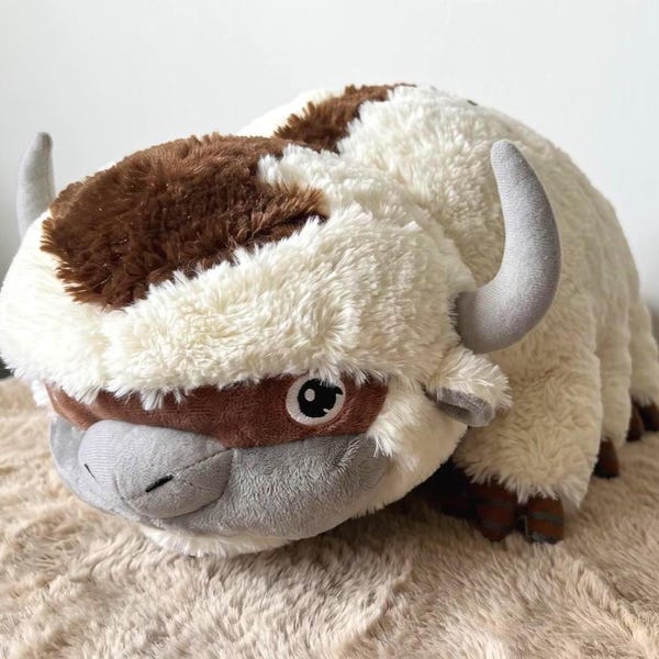 Appa pluche speelgoed Avatar knuffel, gigantische pluizige Appa knuffel, ATLA kamerdecoratie, cadeau voor gamers en anime-liefhebbers