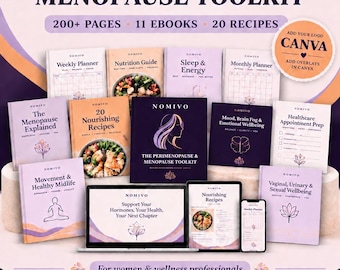 Menopause Toolkit Bundle, 11 Ebooks, 20 Recipes, Canva Branding (Digital Download)
