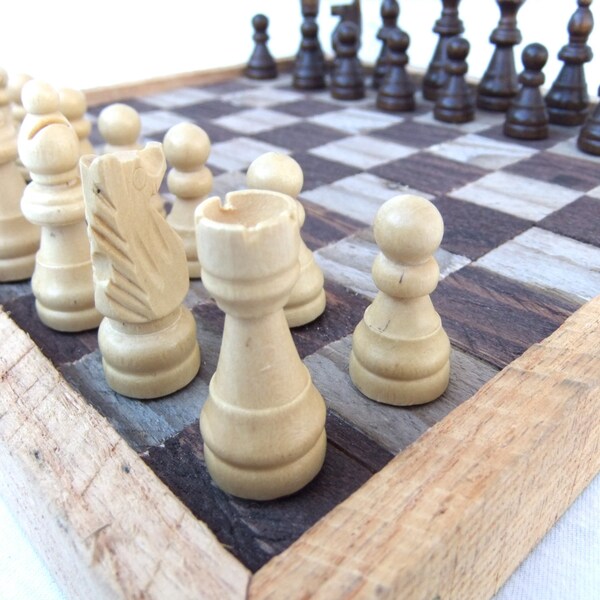 Rustic Chess Board - Handcrafted From Aged Farm Wood (Board Only)