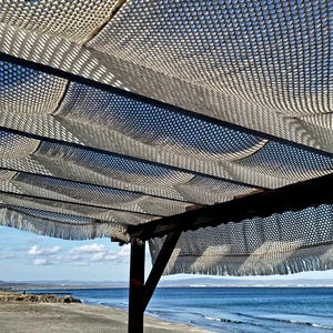 ボヘミアンスタイルのマクラメカバー（フリンジ付き） - パティオ、裏庭、パーゴラ、ビーチのオーニング装飾用日よけキャノピー、屋内屋外テント