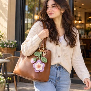 Crochet Lavender Flower Keychain Pattern (PDF Download)