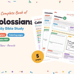 Colossians Bible Study for Families, Printable Kids Bible Study with Coloring Pages, KJV Family Devotional, Homeschool Bible PDF