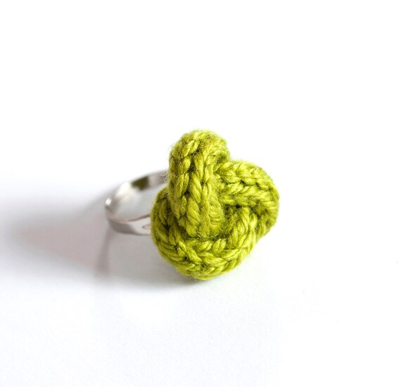 Items similar to Knitted yarn ring, fiber ring, knit jewelry, yarn