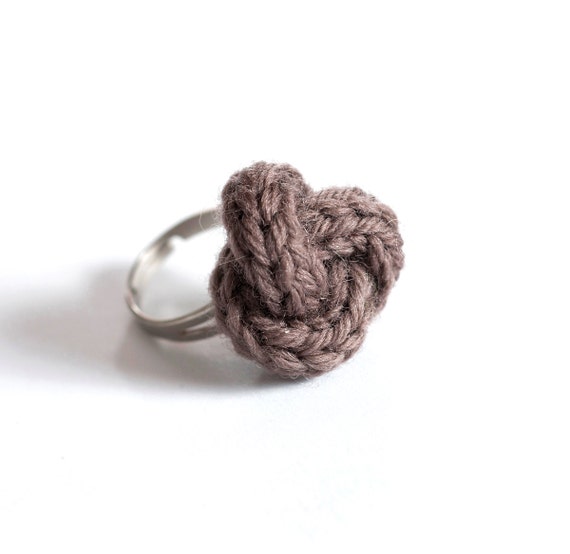 Items similar to Knitted yarn ring, fiber ring, knit jewelry, yarn