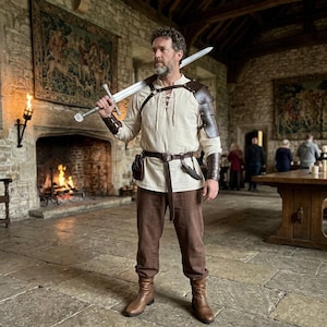 Complete Medieval Costume Set, Viking LARP Outfit, Leather Accessories (Men's)