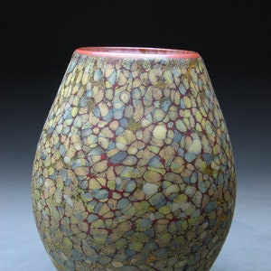 sandy glass vase, etched hand blown glass vase