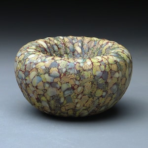 sandy treasure bowl, hand blown glass bowl