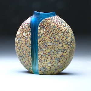 sandy cascade vase, etched hand blown glass vase