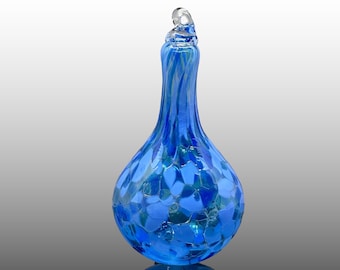 Hand Blown Glass Teardrop Ornament: Blue Suncatcher, Holiday Decoration, Christmas Gifts