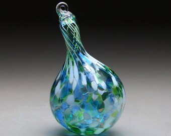 Hand Blown Glass Teardrop Ornament: Splash Suncatcher, Holiday Decoration