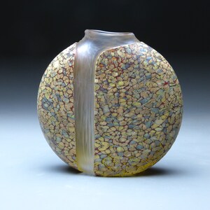 sandy cascade vase, sandy etched hand blown glass vase