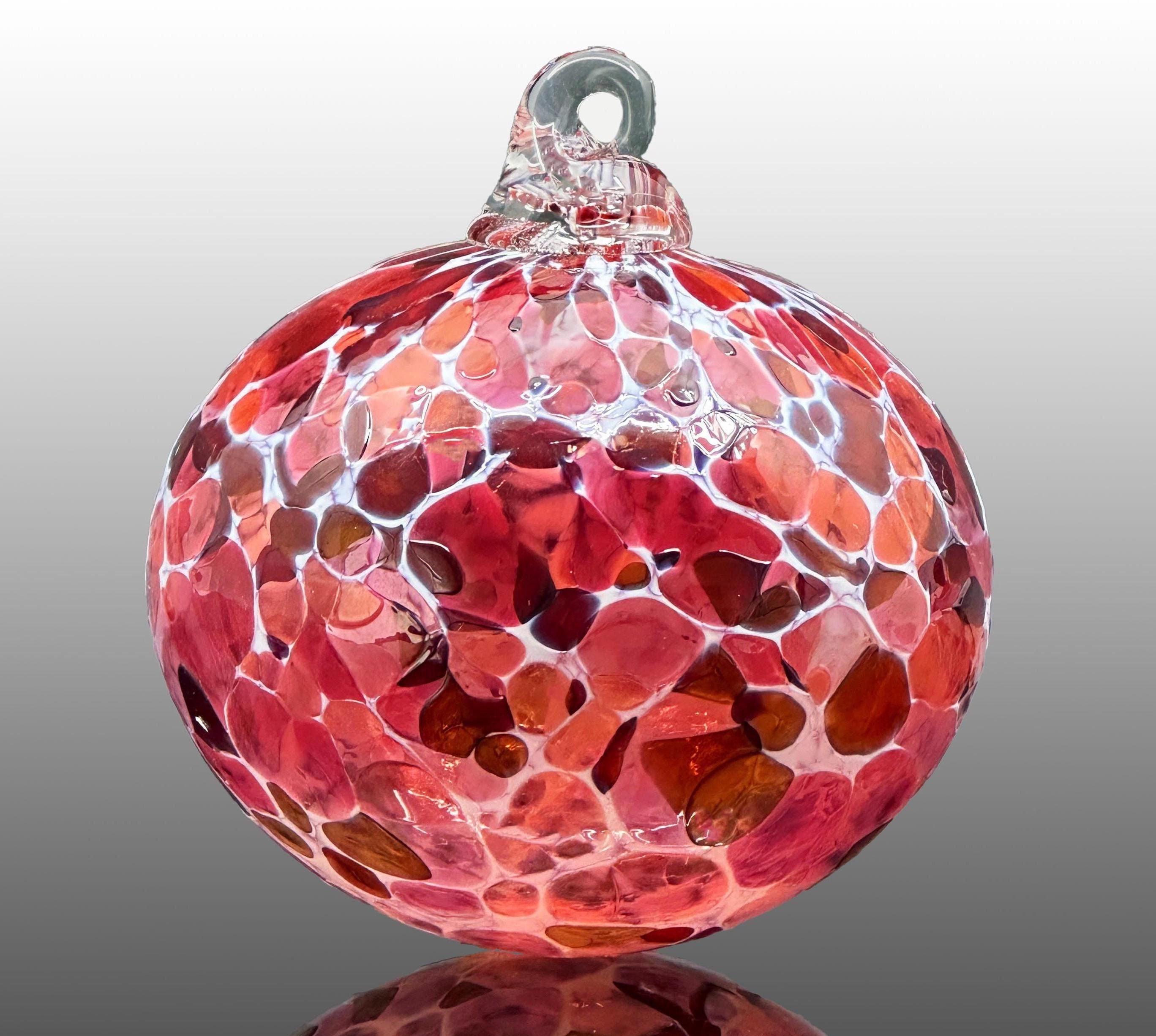 Merlot with White, hand blown glass ornament, Christmas suncatcher, holiday decoration, gift idea