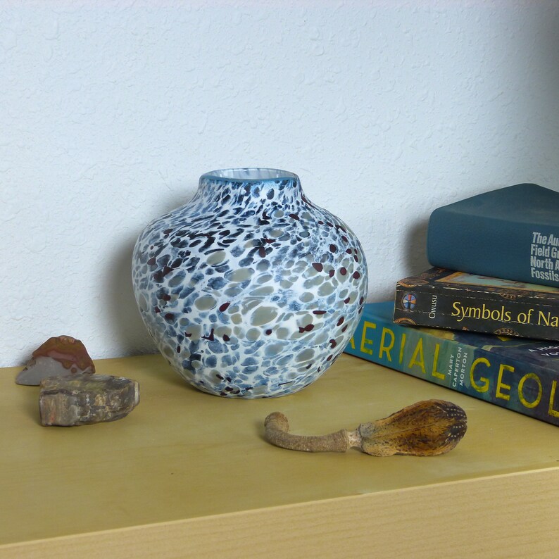 White Native Vessel Hand Blown Glass Vase Sandblasted Glass Etsy