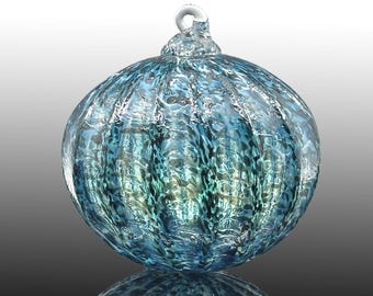 Hand blown glass ornament • December Birthstone Gift • Turquoise Birthday ornament • sea glass ornament • Christmas Gifts