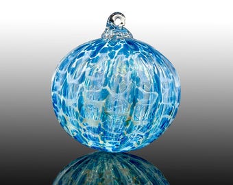 September Birthday gift, Sapphire Birthstone ornament, hand blown glass ornament, Christmas Gifts