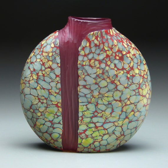 Hand Blown Glass Vase Engraved Glass Etched Glass Etsy