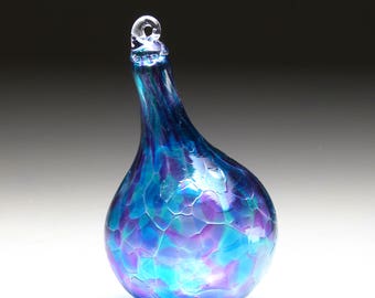 Hand Blown Teardrop Glass Ornament: Purple Blue Suncatcher, Christmas Gifts