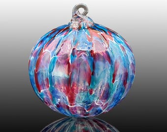 Cotton Candy with white, hand blown glass ornament, Christmas suncatcher, holiday decoration, gift idea