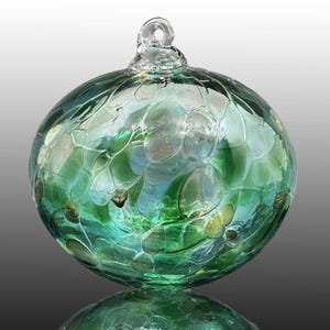 Alpine Round, hand blown glass ornament, Christmas ornament, holiday ornament, sun catcher, gift