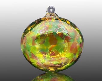 Hand Blown Glass Ornament: Fall Foliage Suncatcher, Holiday Decoration, Christmas Gifts