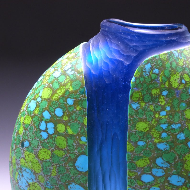 Hand Blown Glass Vase Engraved Glass Vase Etched Glass Vase Etsy