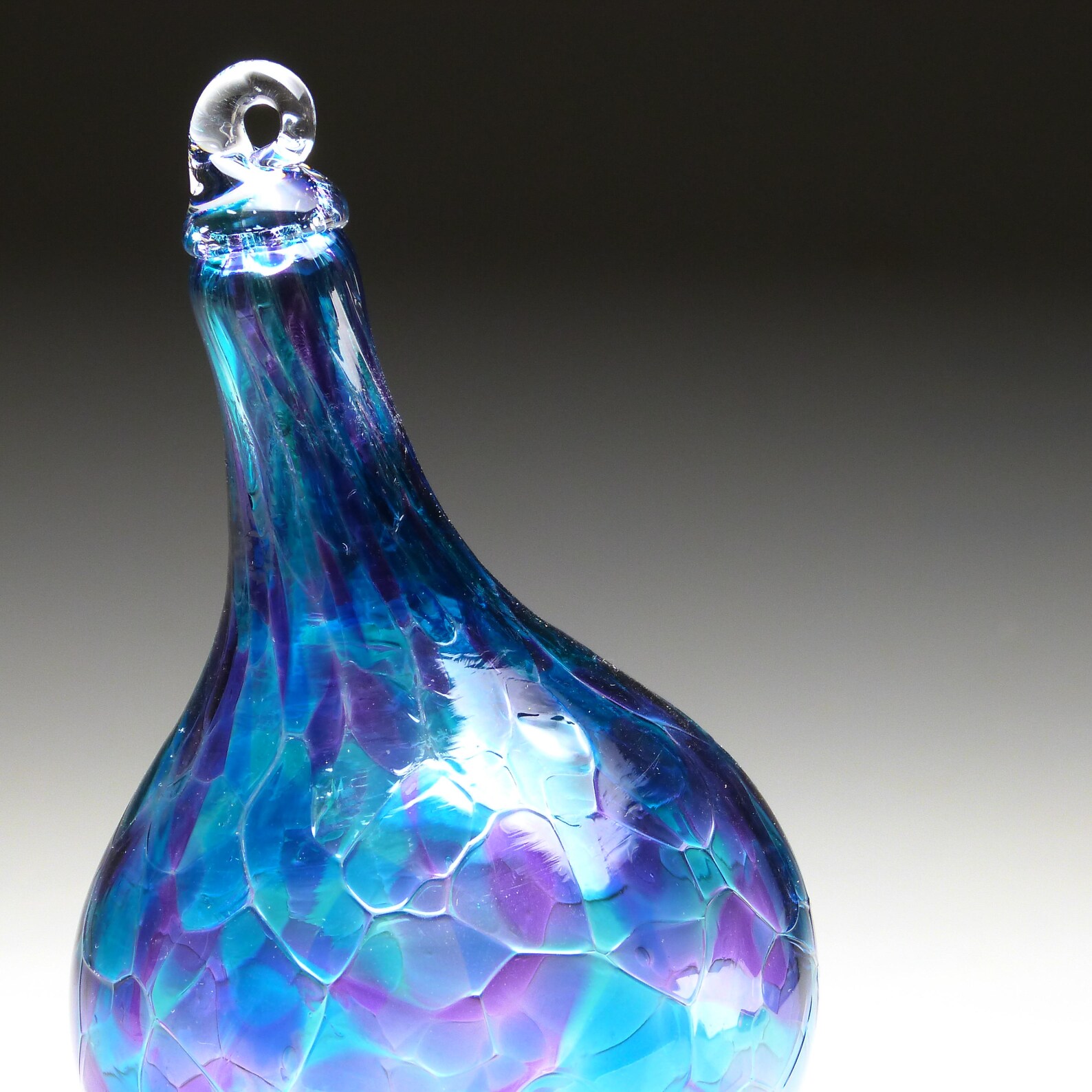 Hand Made Blown Glass Teardrop Christmas Ornament in Tones of Etsy