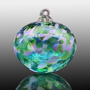 Lavender round, hand blown glass ornament, Christmas ornament, sun catcher, holiday ornament, gift