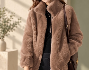 Women’s Plush  Jacket, Warm Oversized Winter Coat