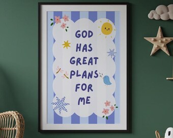 Boys Bible Verse Print, Christian Wall Art, Boys Nursery Print, Boys Bedroom Decor, Scripture Print, Kids Bedroom Poster, Kids Room Wall Art