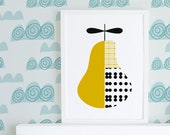 Modern nursery printable, Pear printable, modern wall art, nursery poster, fruit print, kitchen art, scandinavian print