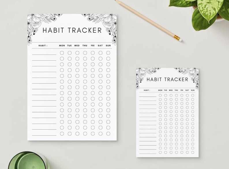 Printable Weekly Habit Tracker A4 | Elegant Floral Habit Planner ...