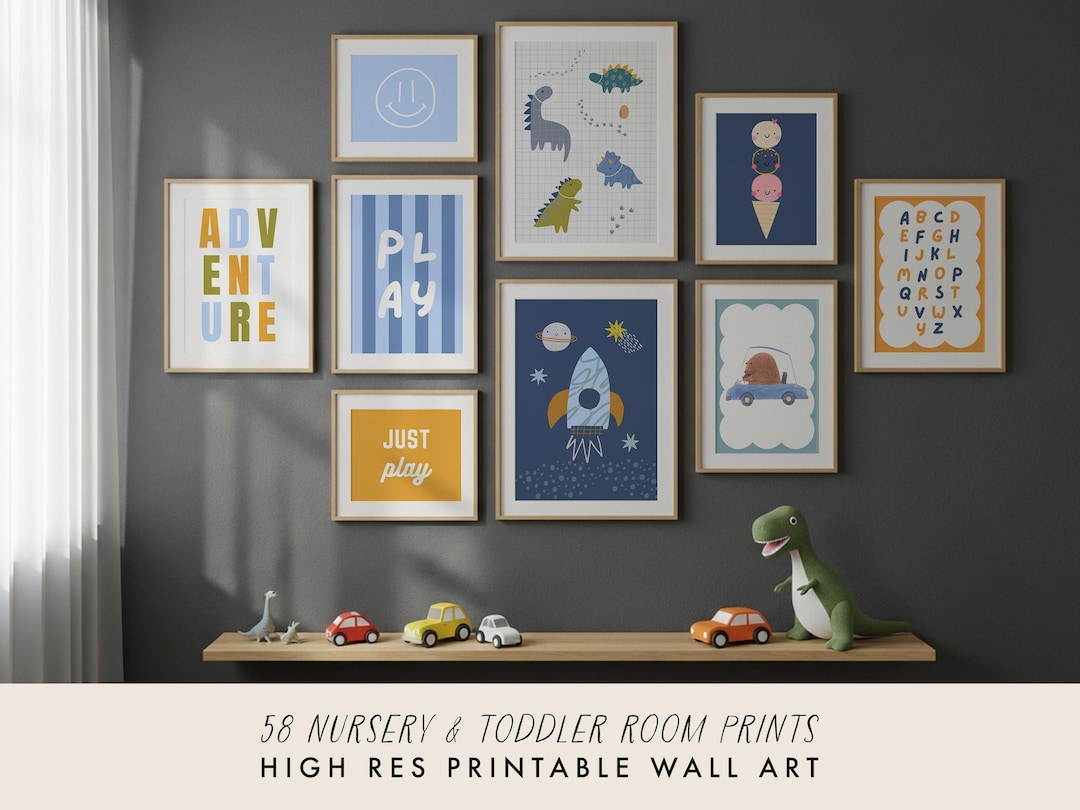 Boys Room Wall Art Bundle, Nursery Gallery Wall Art, Kids Room Decor ...