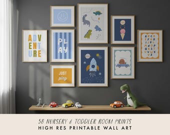 Paquete de arte de pared para habitación de niños, arte de pared de galería para guardería, decoración de habitación infantil, decoración de sala de juegos, impresiones para habitación de niños, arte de pared para habitación de niños pequeños, póster de animales