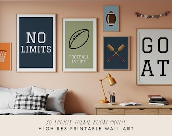 Teen Sports Wall Art Bundle: Basketball Wall Art, Soccer Poster, Football Poster, Sports Poster, Baseball Art, Boys sporting wall art bundle