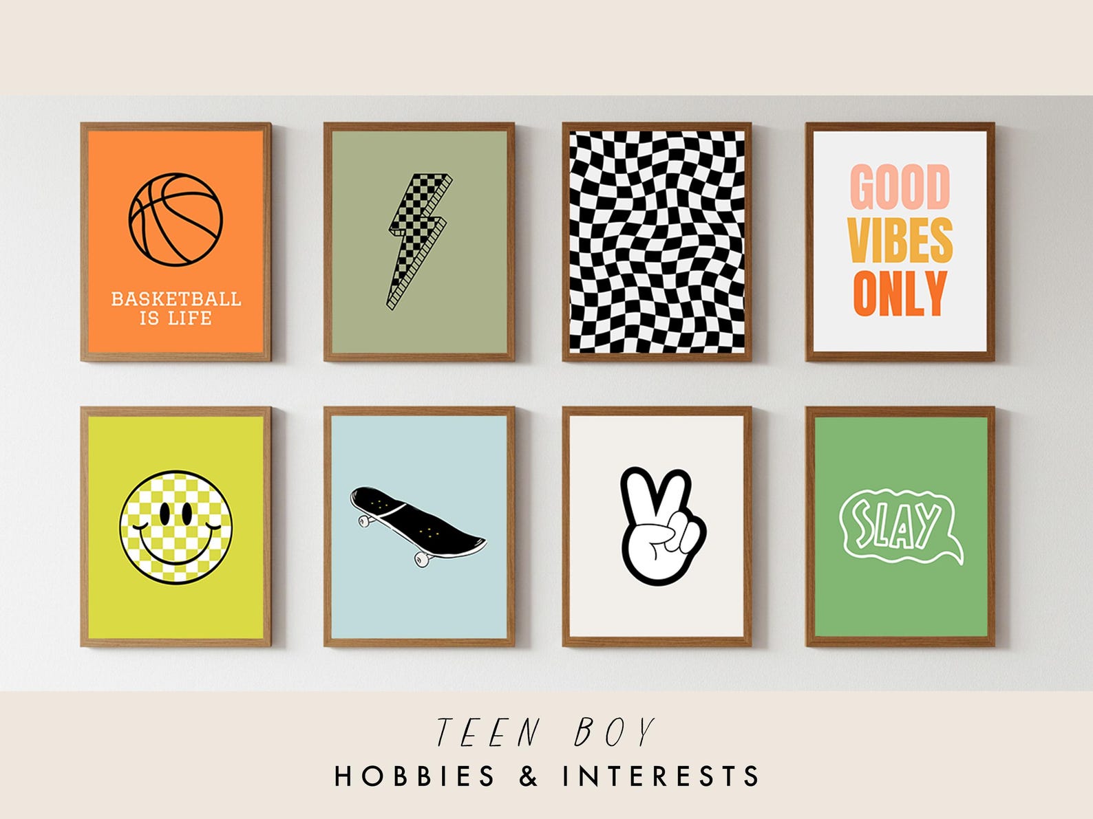 Teen Boys Room Wall Art Bundle, Teen Boy Sport and Hobbies Room Decor ...