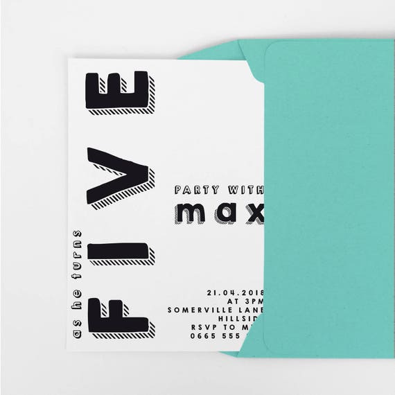 5 Cie Urodziny Zaprosić 5 Cie Zaproszenie Strona Dzieci Etsy